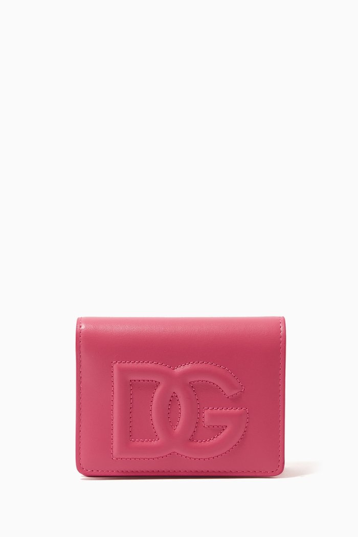 

DG Flap Wallet in Leather, Pink
