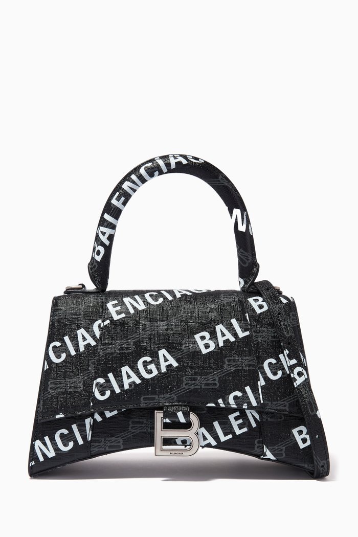 

Hourglass Small Top Handle Bag in BB Monogram Coated Canvas, Black