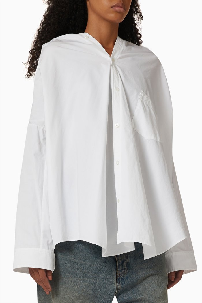 

Knotted Shirt in Cotton Poplin, White