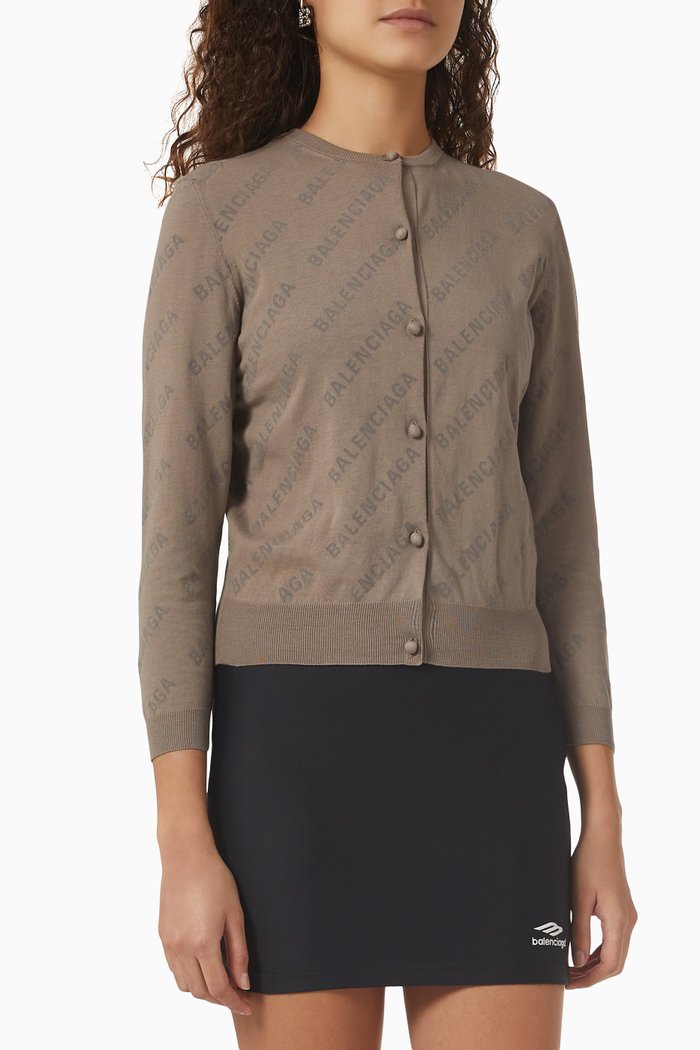 

Logo Cardigan in Knit Cotton, Neutral