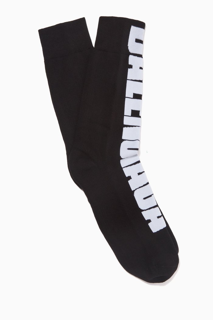 

Bold Logo Tennis Socks in Sponge-knit, Black