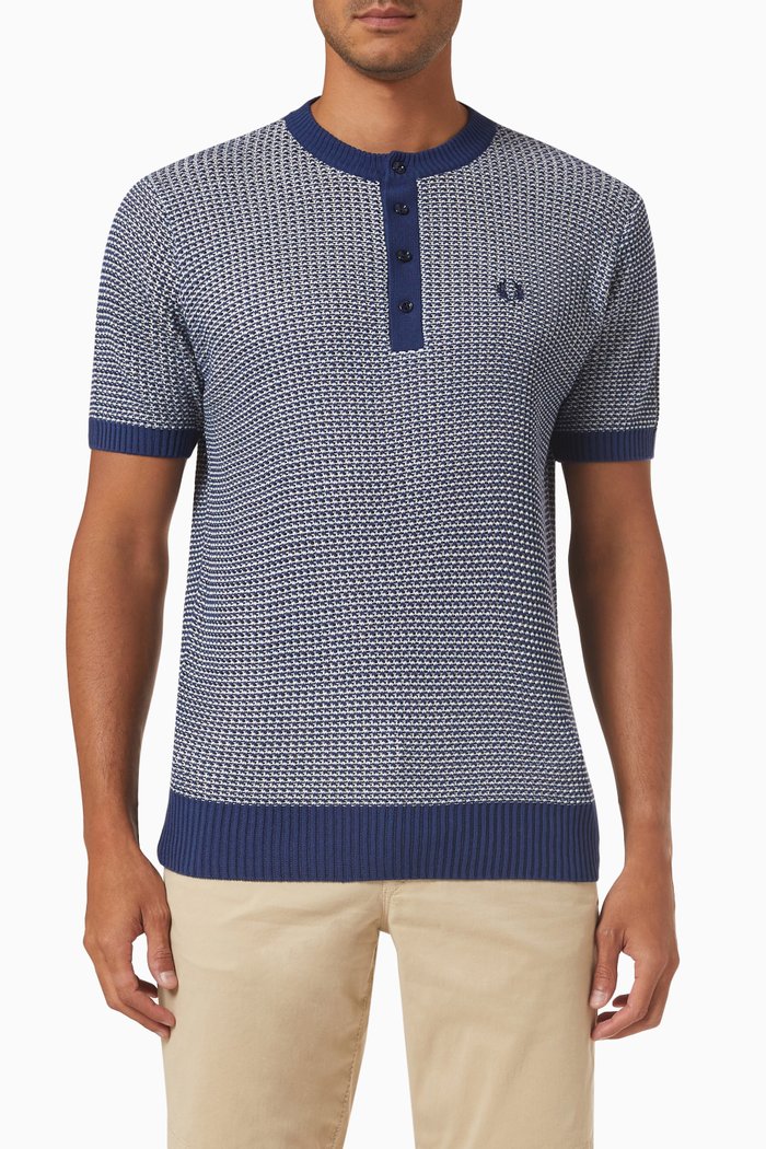 

Henley T-shirt in Texture-knit, Blue