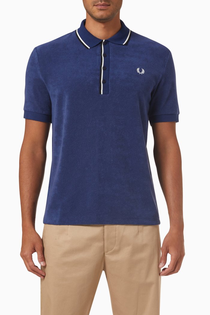 

Twin Tipped Polo Shirt in Cotton, Blue
