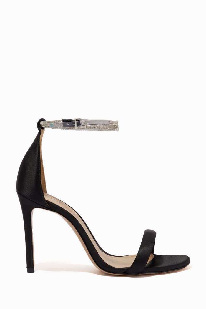 

Leanna Crystal-embellished Strap Sandals in Leather, Black