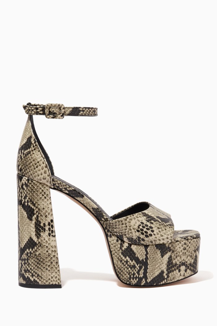

Elsie Square-toe Platform Sandals in Nappa Leather, Brown