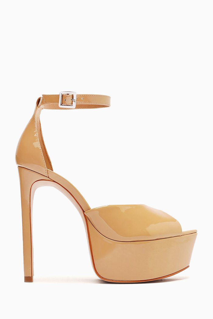 

Taylor Pointed-toe Platform Sandals in Patent Leather, Neutral
