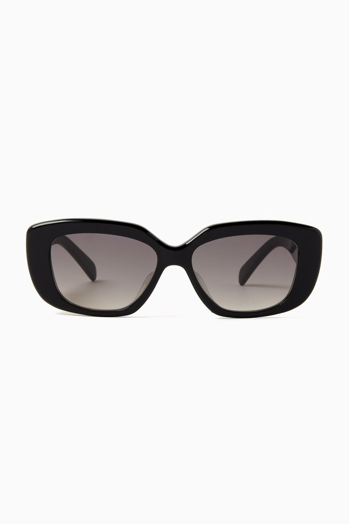 

Triomphe Stretch Oval Sunglasses in Acetate, Black