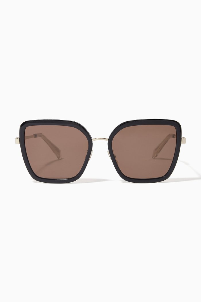 

Cat-eye Sunglasses in Acetate & Metal, Black