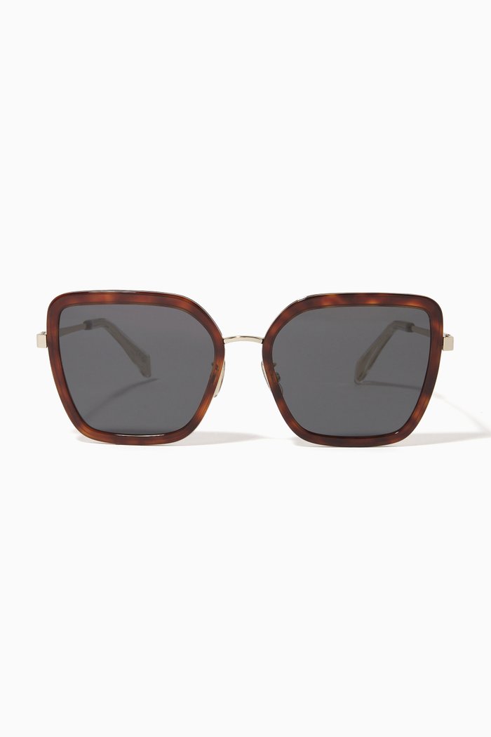 

Cat-eye Sunglasses in Acetate & Metal, Brown