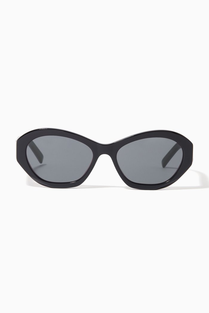 Round Sunglasses in Acetate, Black