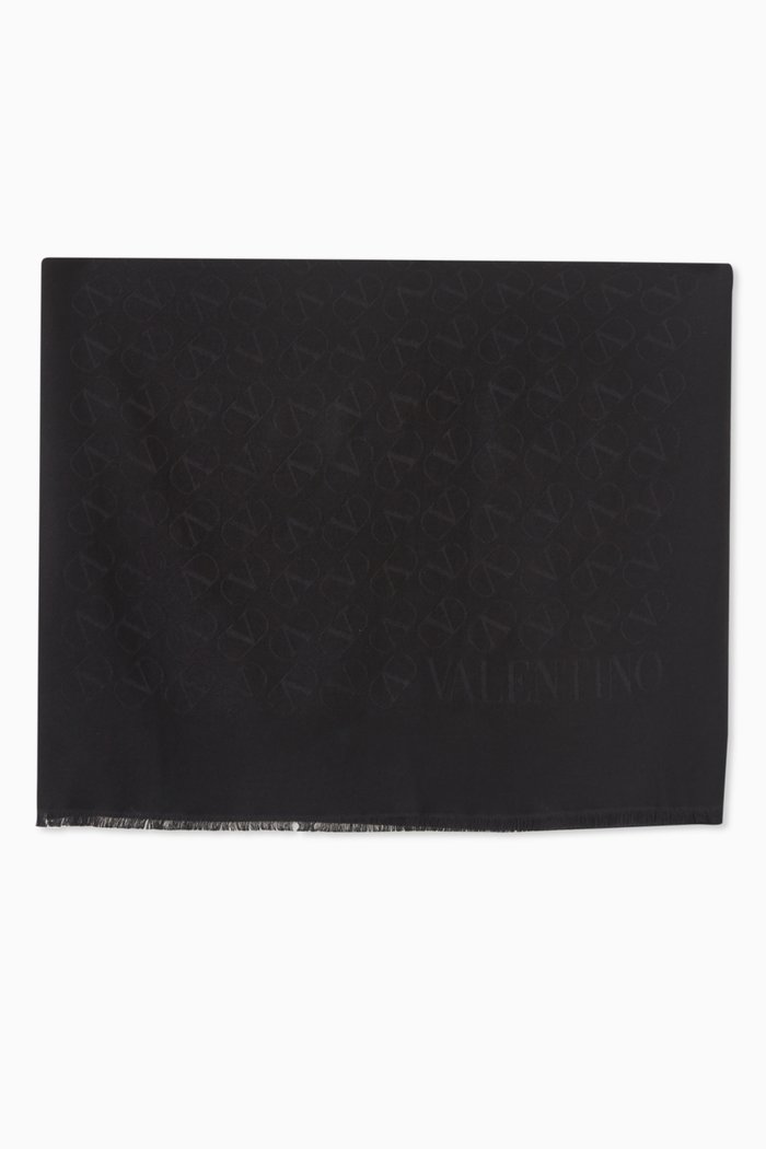 

Valentino Garavani VLOGO Signature Scarf in Silk-blend, Black