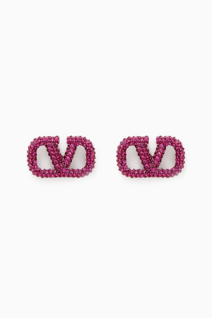 

Valentino Garavani VLOGO Strass Stud Earrings, Pink