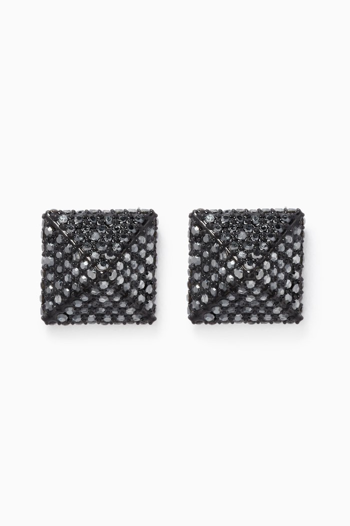 

Valentino Garavani Rockstud Crystal Stud Earrings in Metal, Black