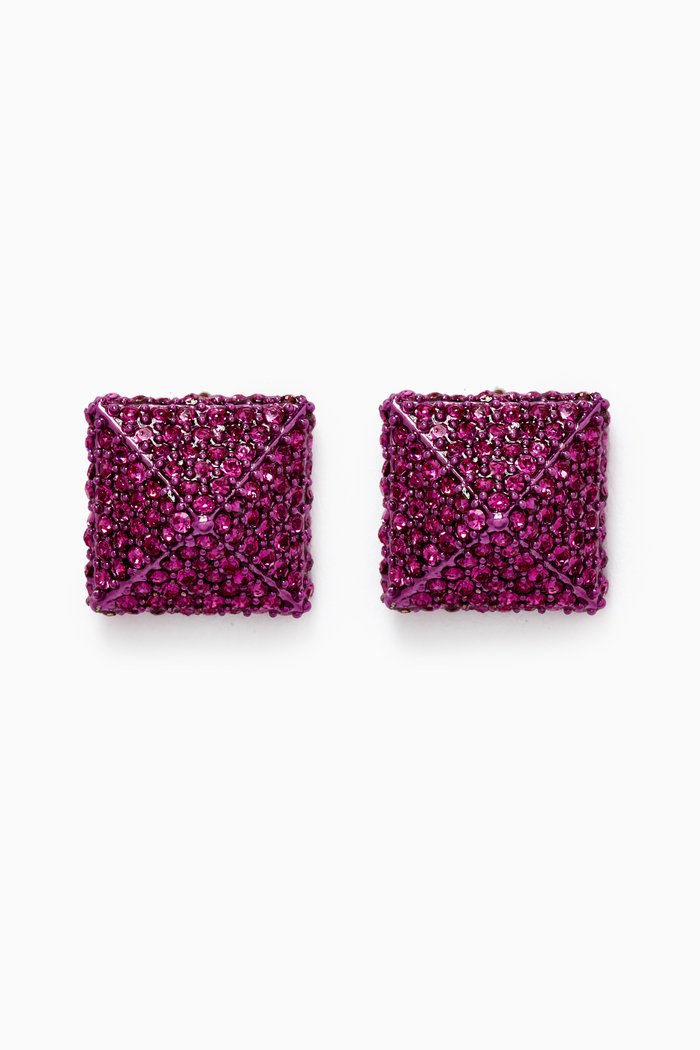 

Valentino Garavani Rockstud Crystal Stud Earrings in Metal, Pink