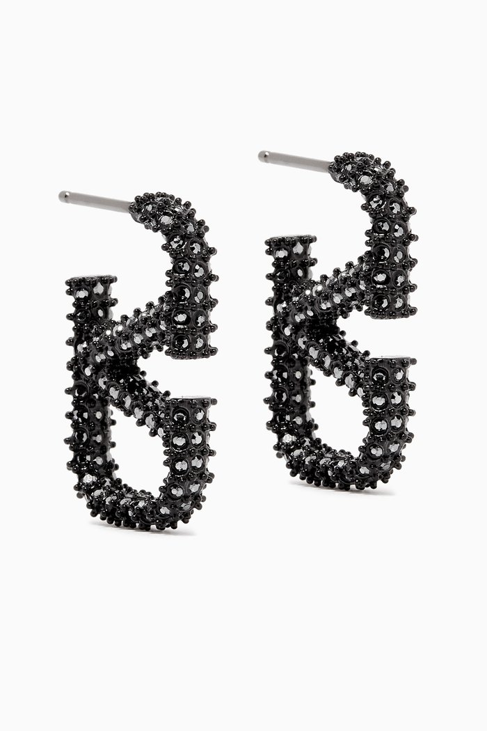 

Valentino Garavani VLOGO Strass Earrings in Metal, Black
