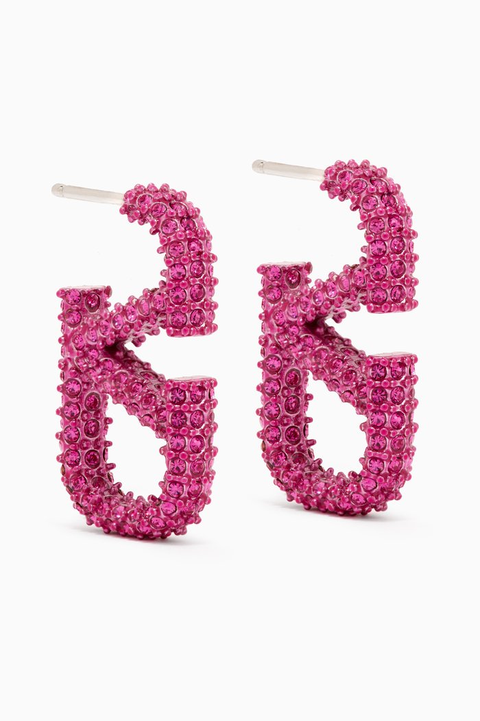 

Valentino Garavani VLOGO Strass Earrings in Metal, Pink