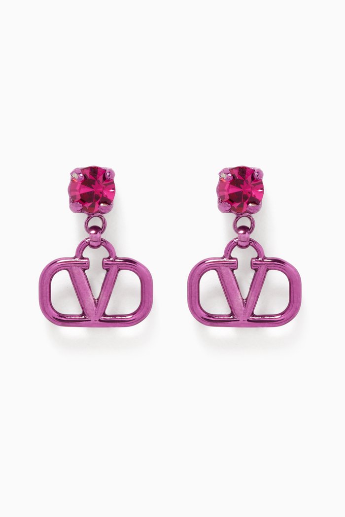 Valentino Garavani VLOGO Pendant Earrings in Metal, Pink