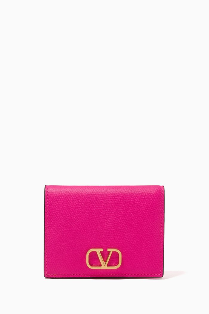 

Valentino Garavani VLOGO Signature French Wallet in Calfskin, Pink