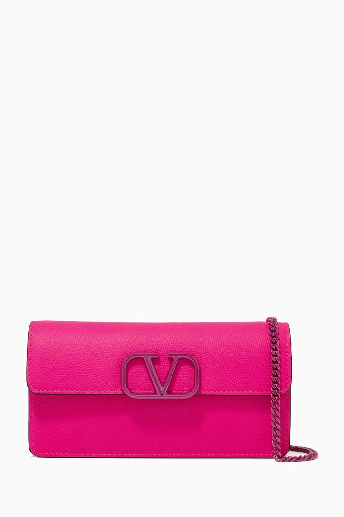 

Valentino Garavani VLOGO Wallet in Grainy Leather, Pink
