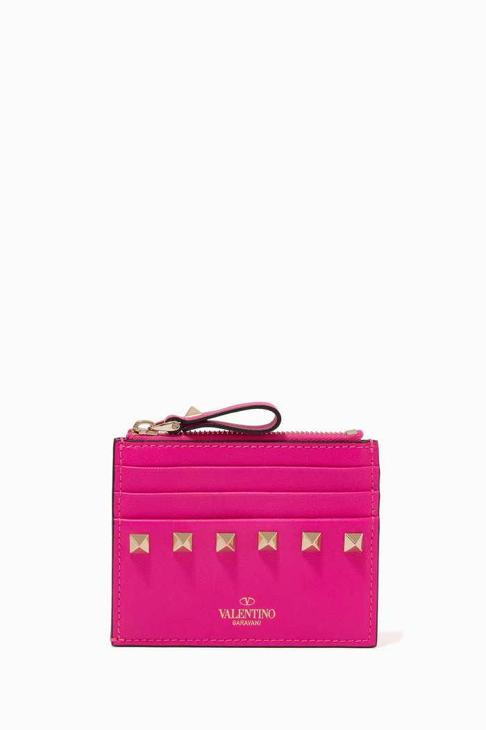 

Valentino Garavani Cardholder in Grainy Calfskin, Pink