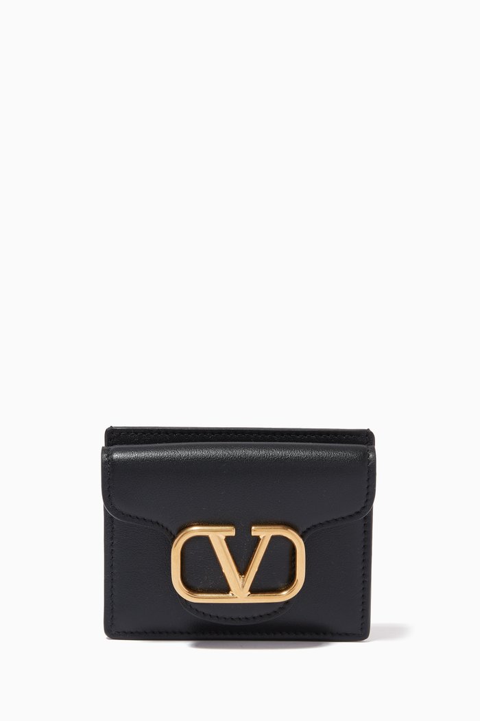 

Valentino Garavani Loco Card Holder in Calfskin, Black
