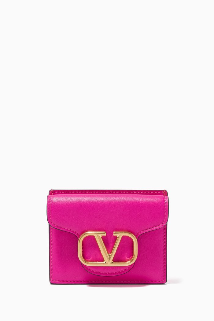 

Valentino Garavani Loco Card Holder in Calfskin, Pink