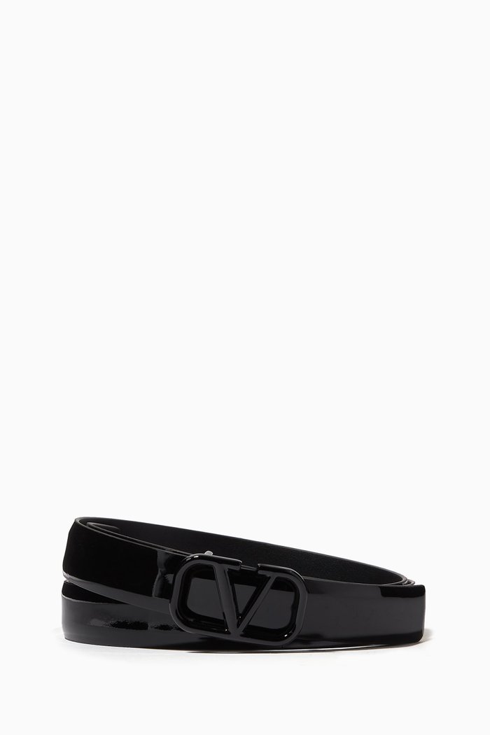 

VLogo Signature Belt in Patent Leather, 20mm, Black