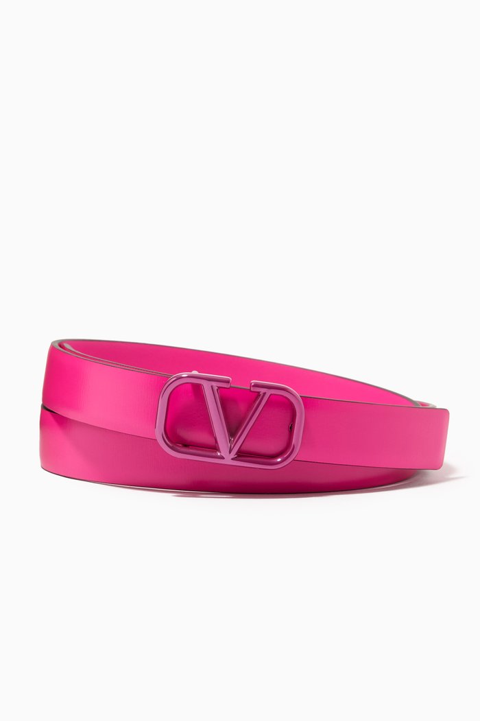 

Valentino Garavani VLOGO Belt in Glossy Calfskin, 20mm, Pink