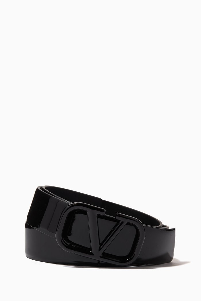 

VLogo Signature Belt in Patent Leather, 30mm, Black