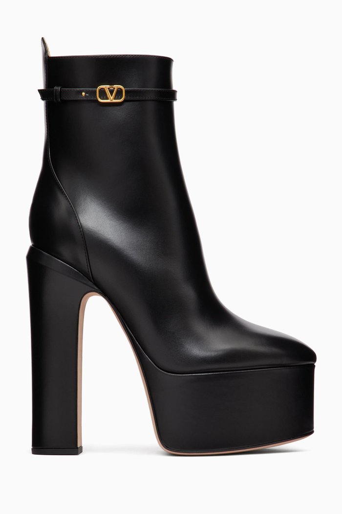 

Valentino Garavani Tan-Go 155 Platform Ankle Boots in Leather, Black