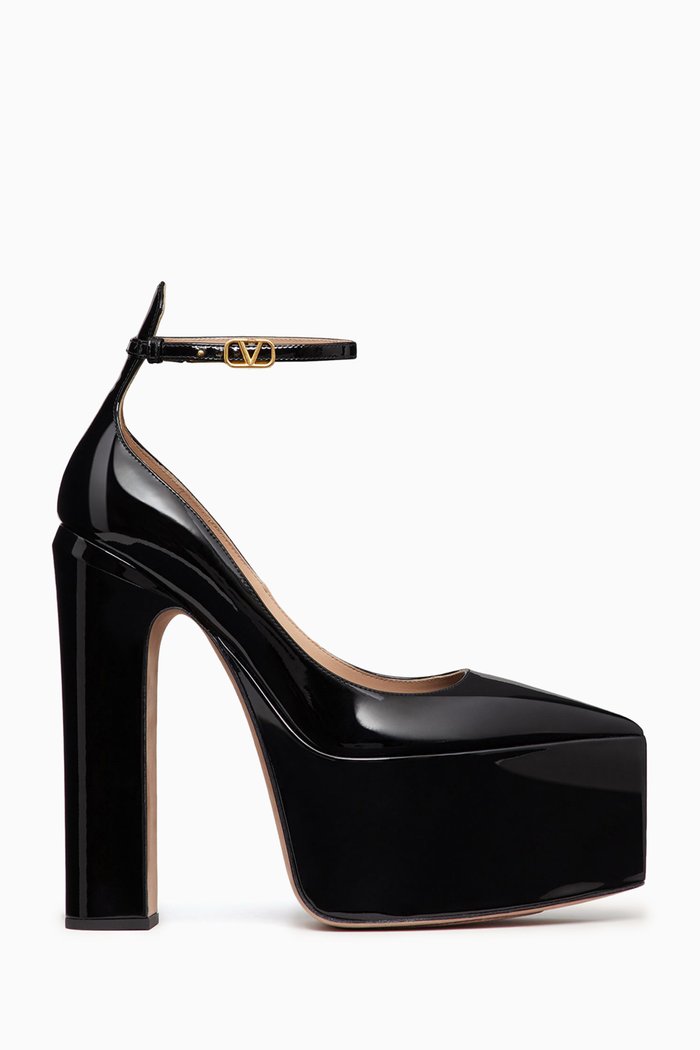 Valentino Garavani Tan-Go 165 Platform Pumps in Patent-leather, Black