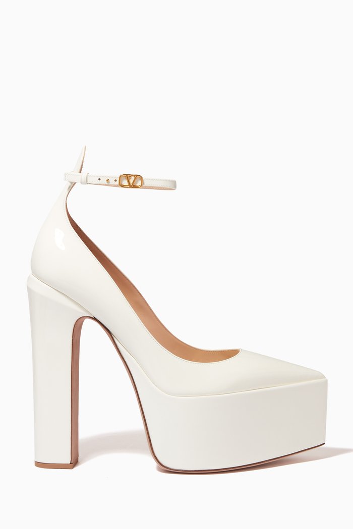 

Valentino Garavani Tan-Go 165 Platform Pumps in Patent-leather, Neutral