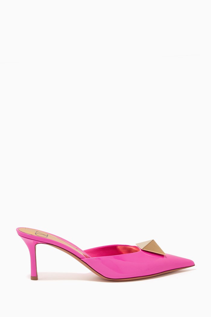 One Stud 70 Mules in Patent Leather, Pink