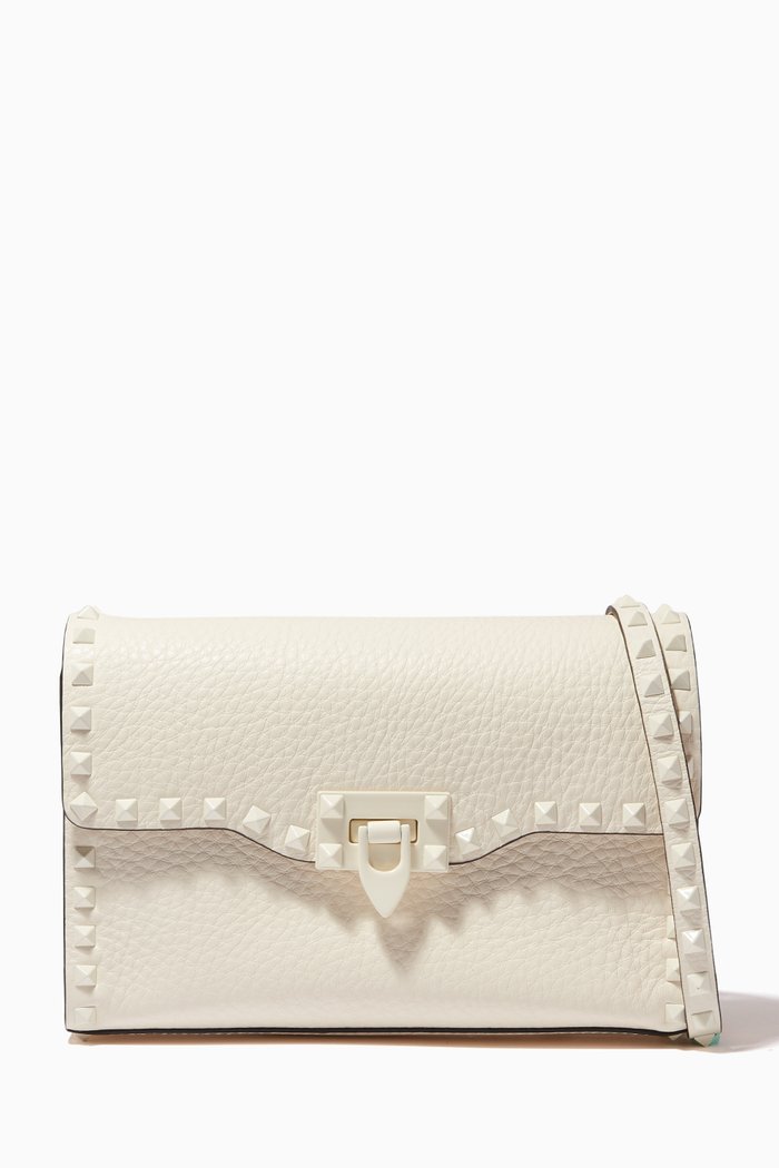 

Valentino Garavani Small Rockstud Crossbody Bag in Leather, Neutral