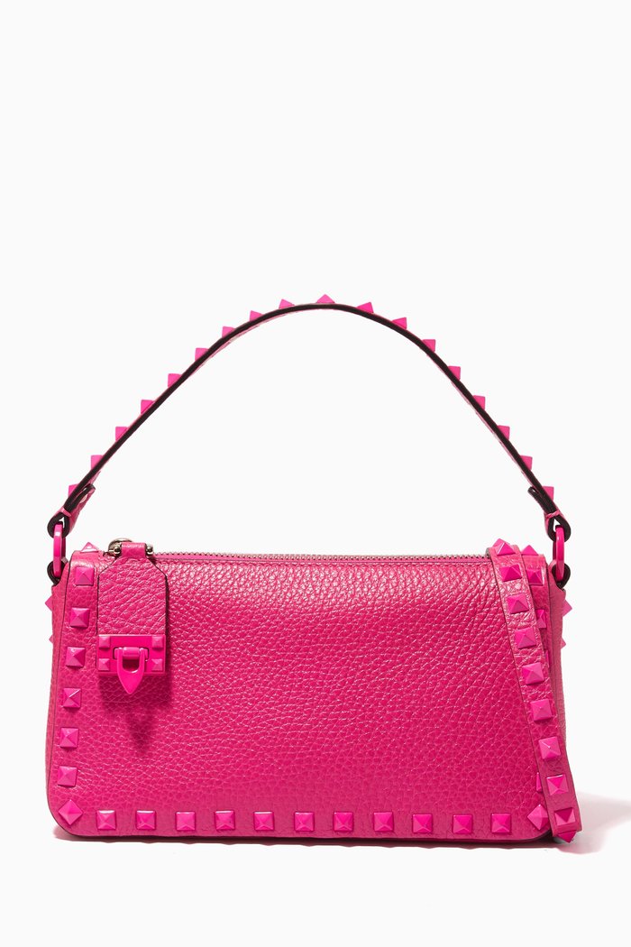 

Valentino Garavani Small Rockstud Crossbody Bag in Leather, Pink