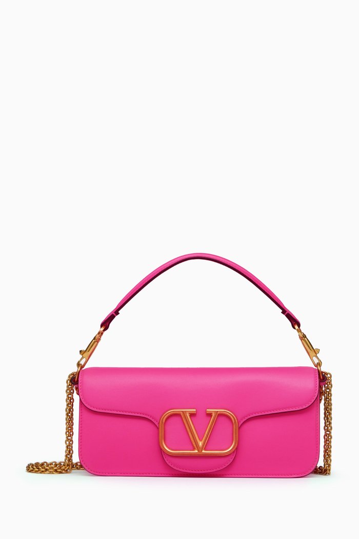 

Valentino Garavani Locò Shoulder Bag in Leather, Pink