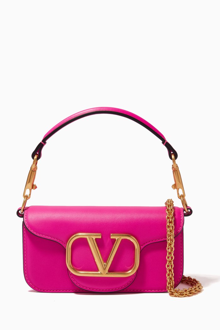 

Valentino Garavani Locò Small Shoulder Bag in Leather, Pink