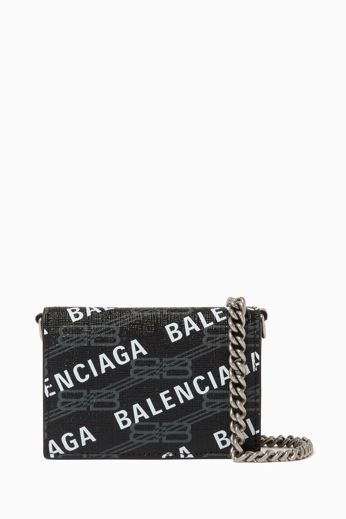 

Cash Mini Wallet on Chain in BB Monogram Coated Canvas, Black
