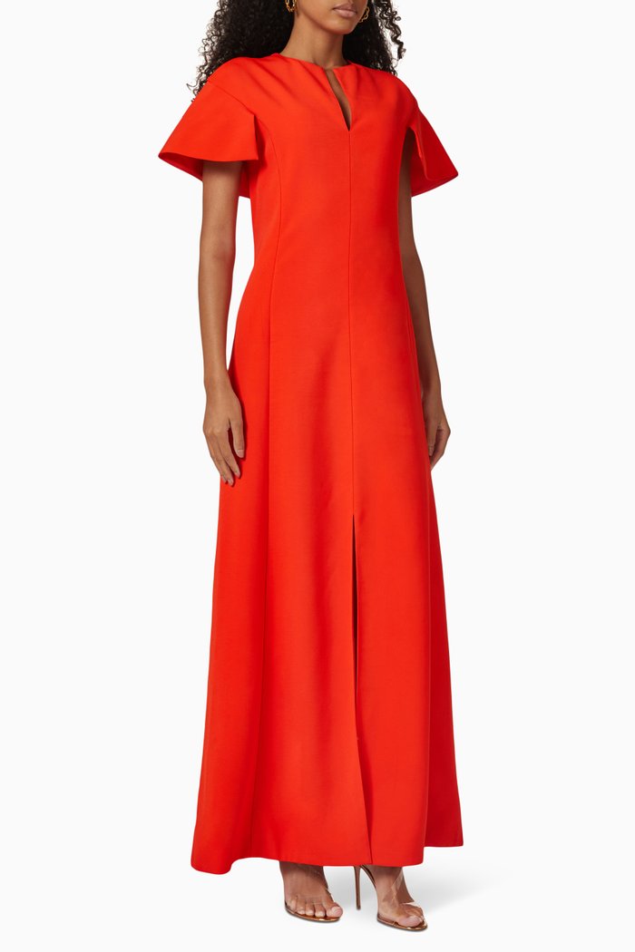 

Cape Maxi Dress in Tech Twill, Red