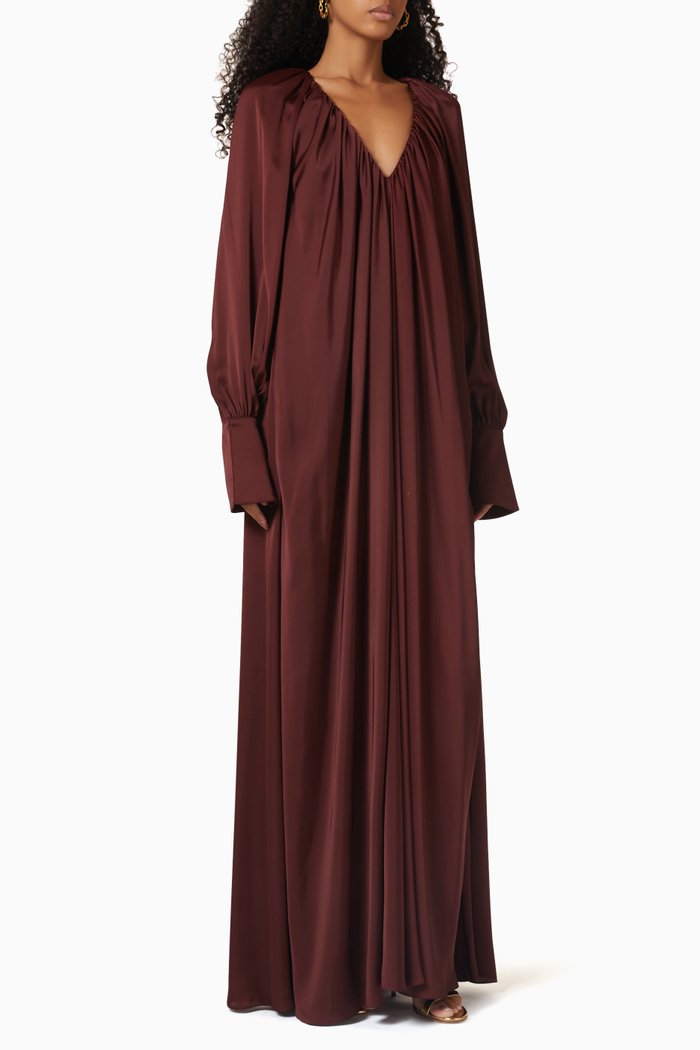 

Oversized Maxi Dress in Charmeuse, Burgundy