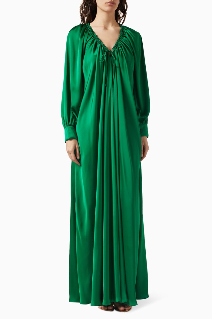 

Oversized Maxi Dress in Charmeuse, Green