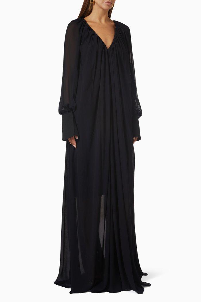 

V-neck Maxi Dress in Georgette, Black