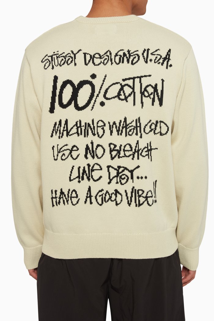 

Sweater with Label in Knit Cotton, Neutral
