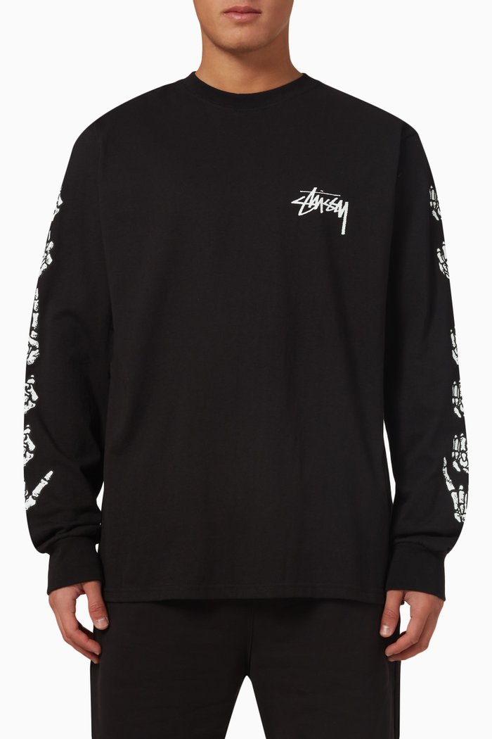 Long Sleeve T-shirt in Cotton, Black