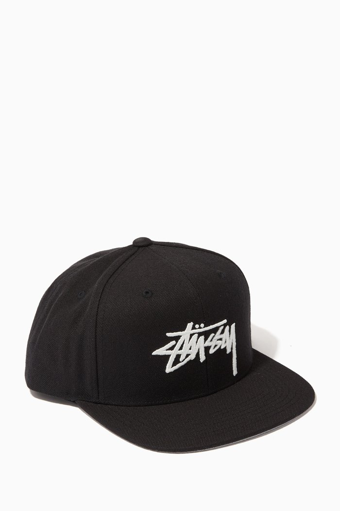 

Big Stock High Crown Baseball Cap in Wool-blend Twill, Black