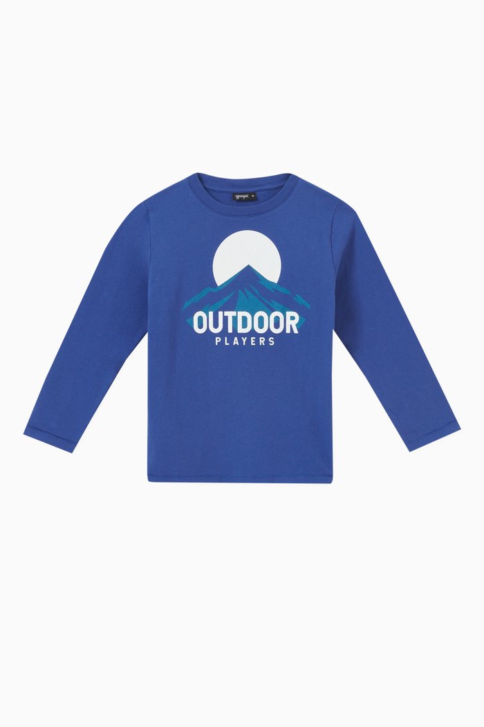 

Graphic Print T-shirt in Cotton, Blue