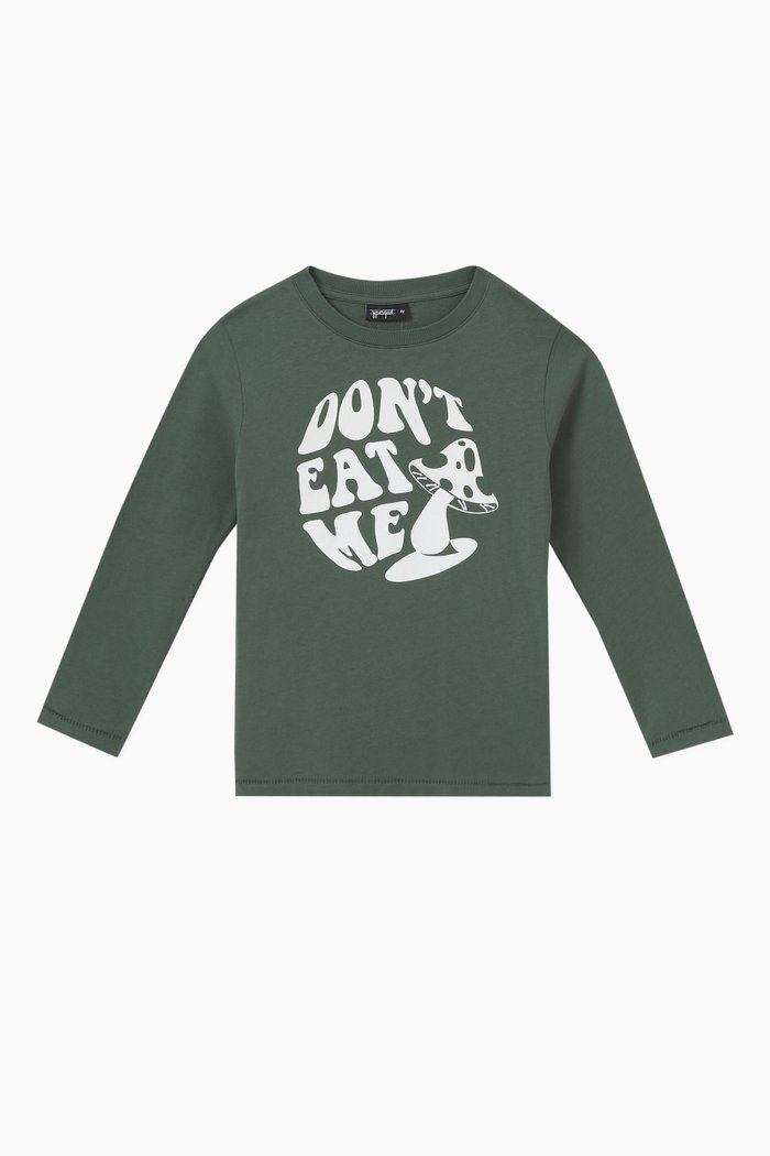 

Slogan Print Solar T-shirt in Cotton, Green