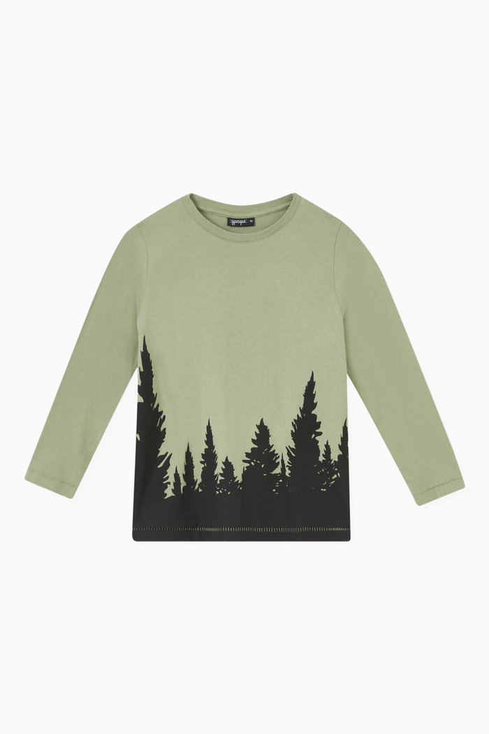 

Forest Print T-shirt in Cotton, Green
