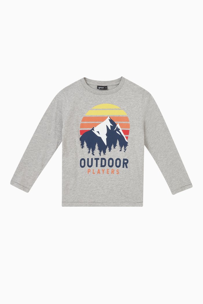 

Graphic Print T-shirt in Cotton, Grey