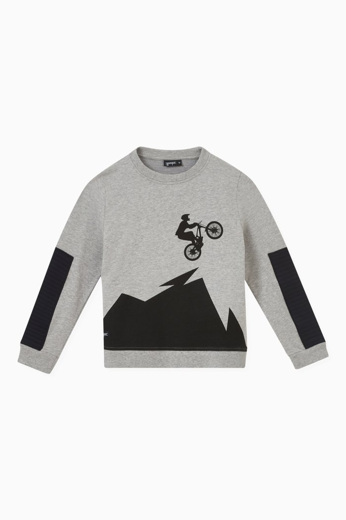 

Motorbike Print Sweatshirt in Cotton, Grey